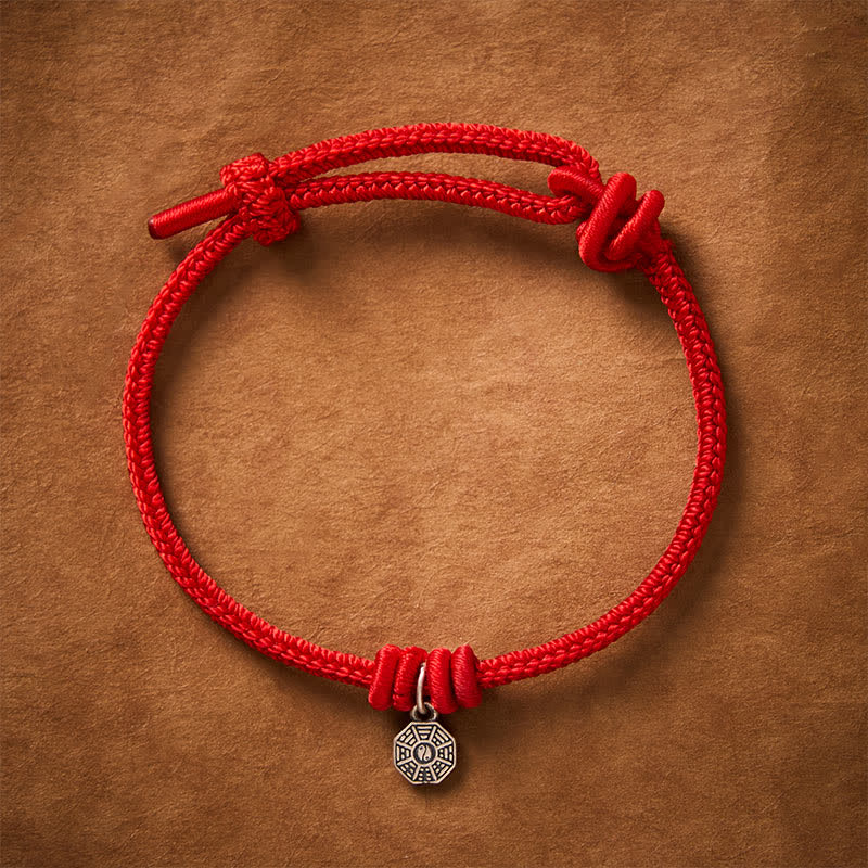 925 Sterling Silver Bagua Red String Connection Bracelet