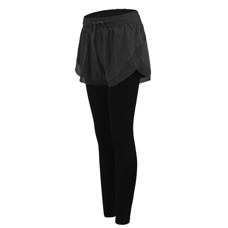 2 In 1 Sports Tights Outdoor Fitness Women's Leggings Yoga Pants