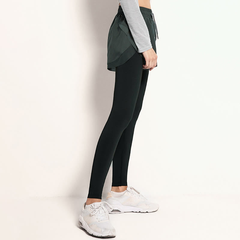 2 In 1 Sports Tights Outdoor Fitness Women's Leggings Yoga Pants