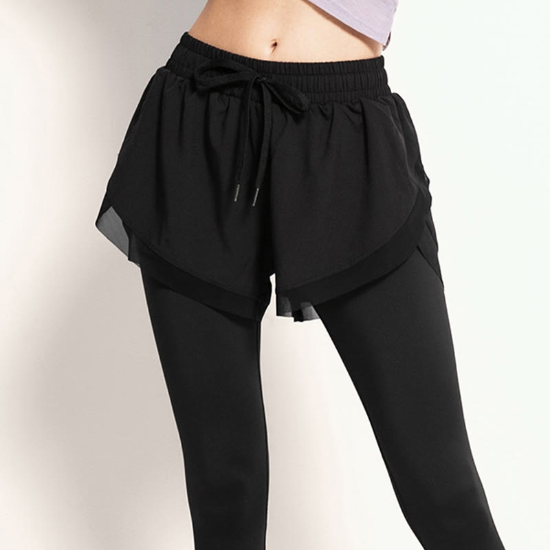 2 In 1 Sports Tights Outdoor Fitness Women's Leggings Yoga Pants