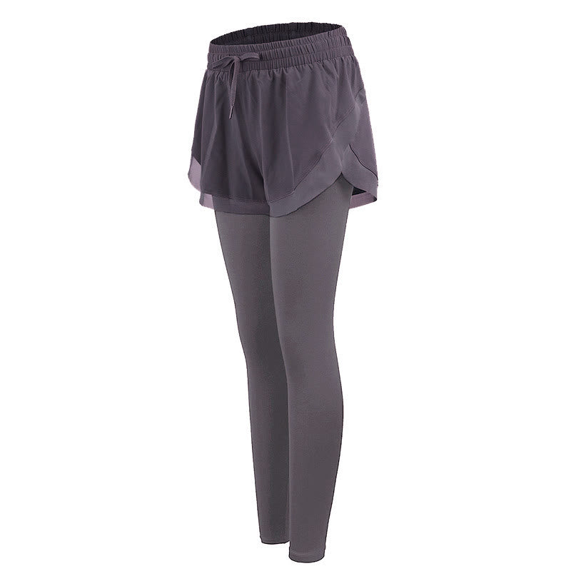 2 In 1 Sports Tights Outdoor Fitness Women's Leggings Yoga Pants