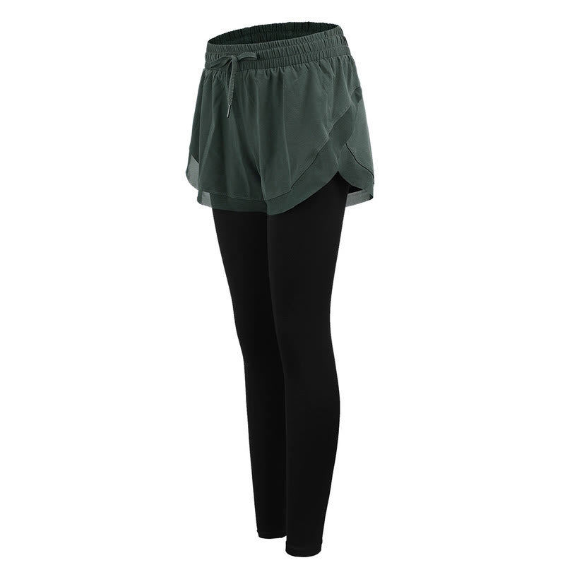 2 In 1 Sports Tights Outdoor Fitness Women's Leggings Yoga Pants