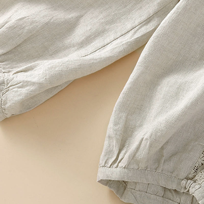 Solid Color Flower Loose Drawstring Harem Pants With Pockets