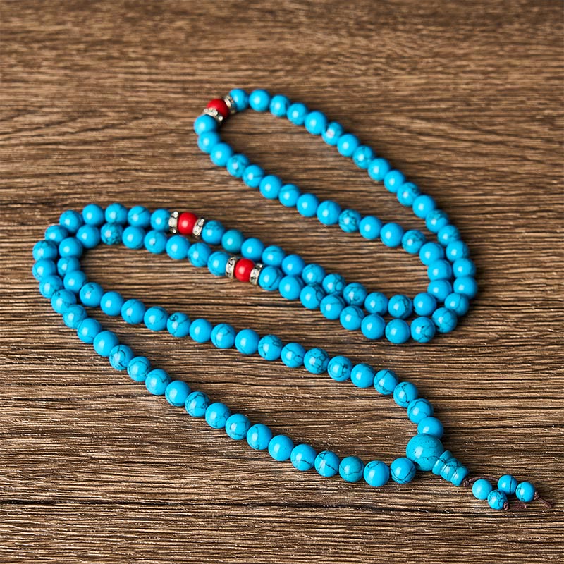Turquoise Tibetan Round 108 Bead Protection Mala