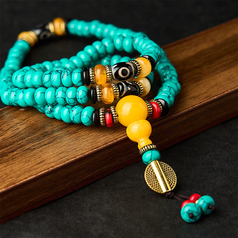 Turquoise Abacus Beads Dzi Bead Communication and Prosperity Mala