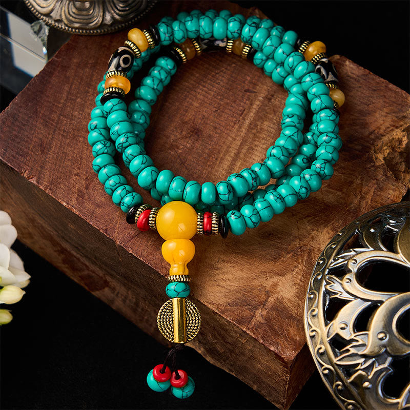 Turquoise Abacus Beads Dzi Bead Communication and Prosperity Mala