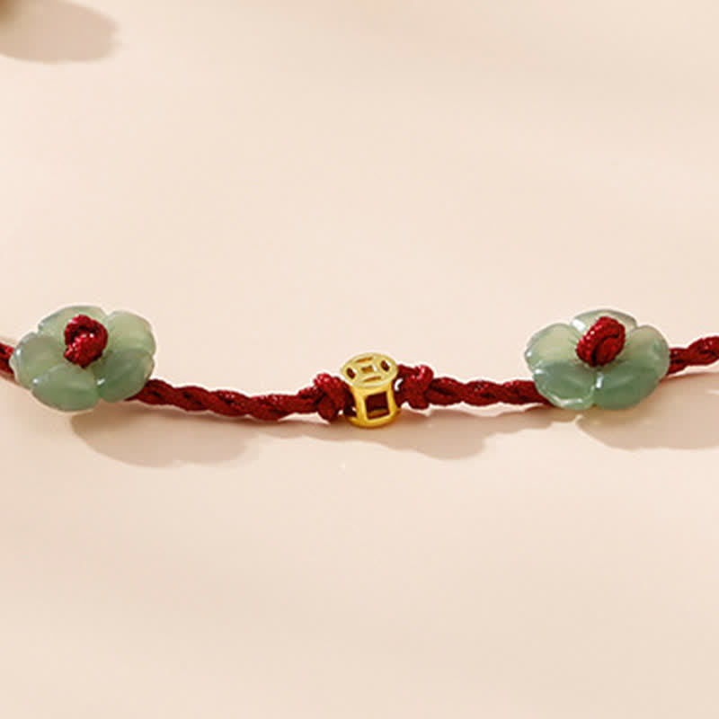 Hand-Woven Red String Protection Floral Charm Anklet