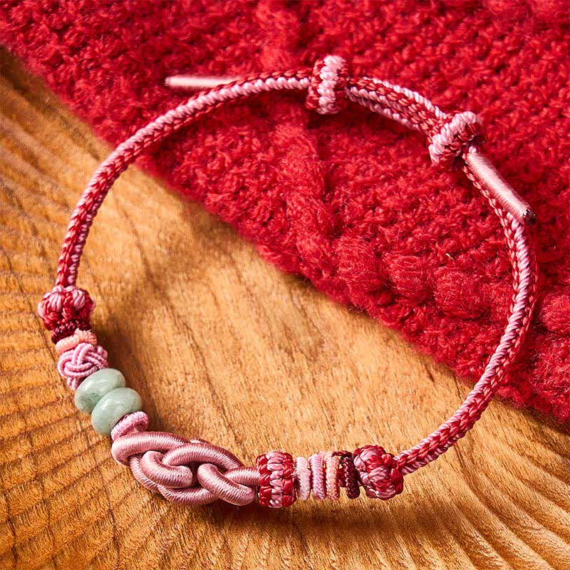 Hand-Woven Jade Beads Luck Pink String Bracelet