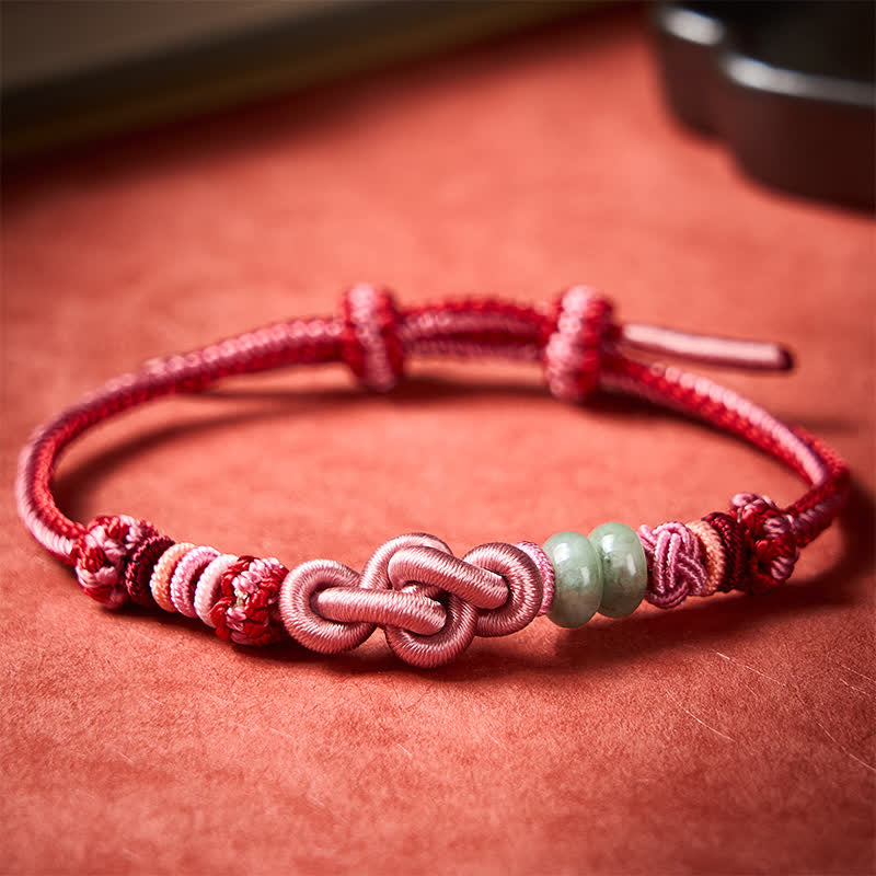 Hand-Woven Jade Beads Luck Pink String Bracelet