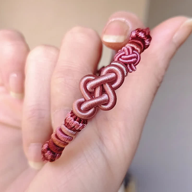 Hand-Woven "Get Rich Quickly" Gourd Strength Pink String Bracelet