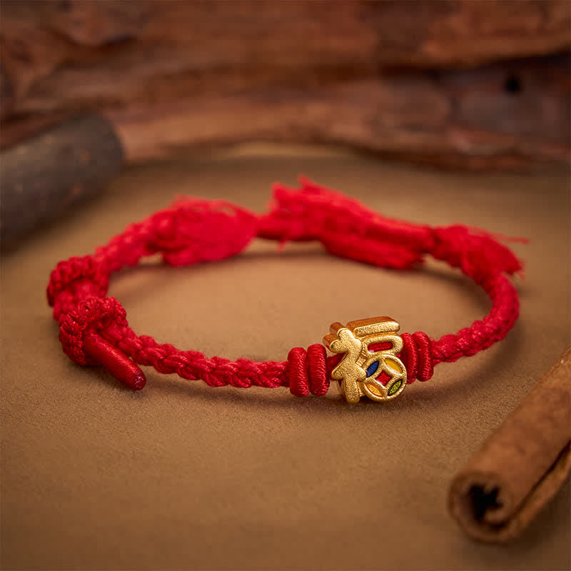 Fu Character Red String Balance Tibet Adjustable Bracelet