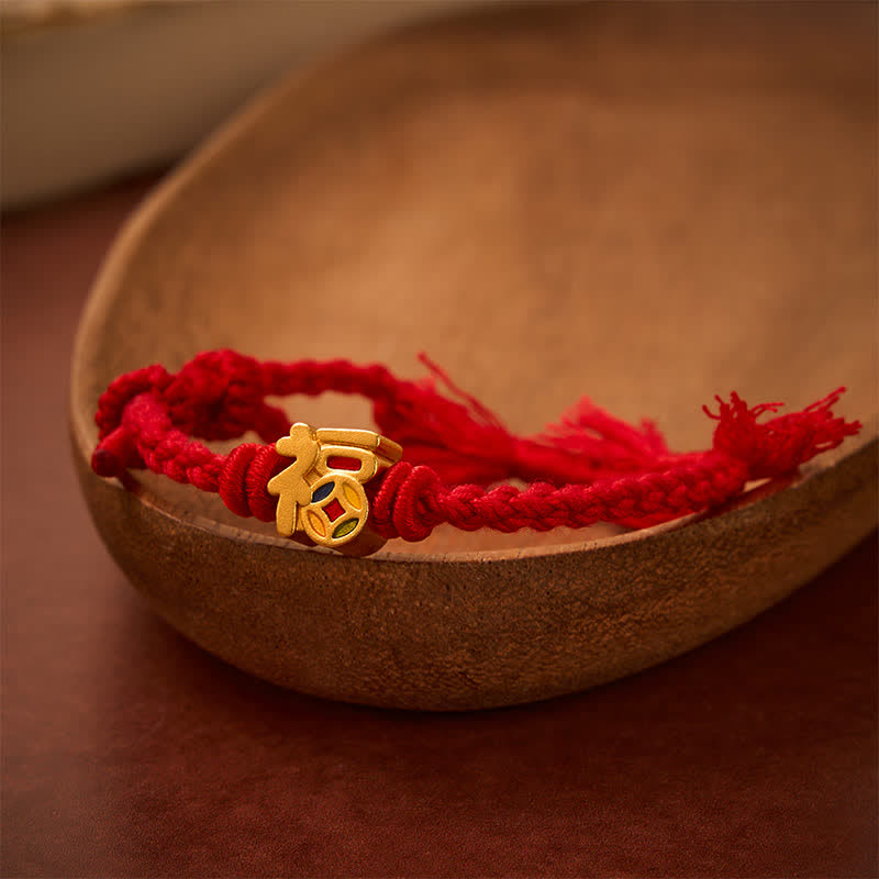 Fu Character Red String Balance Tibet Adjustable Bracelet