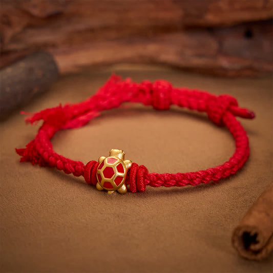 Longevity Turtle Red String Balance Tibet Adjustable Bracelet