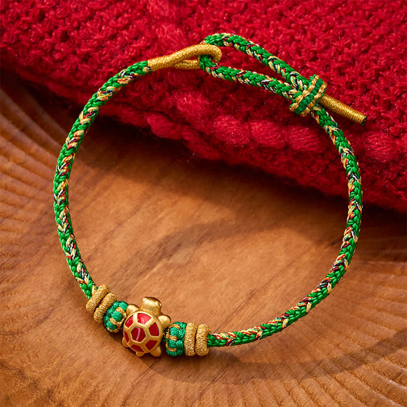Five Color Hand Woven String Longevity Turtle Protection Adjustable Bracelet