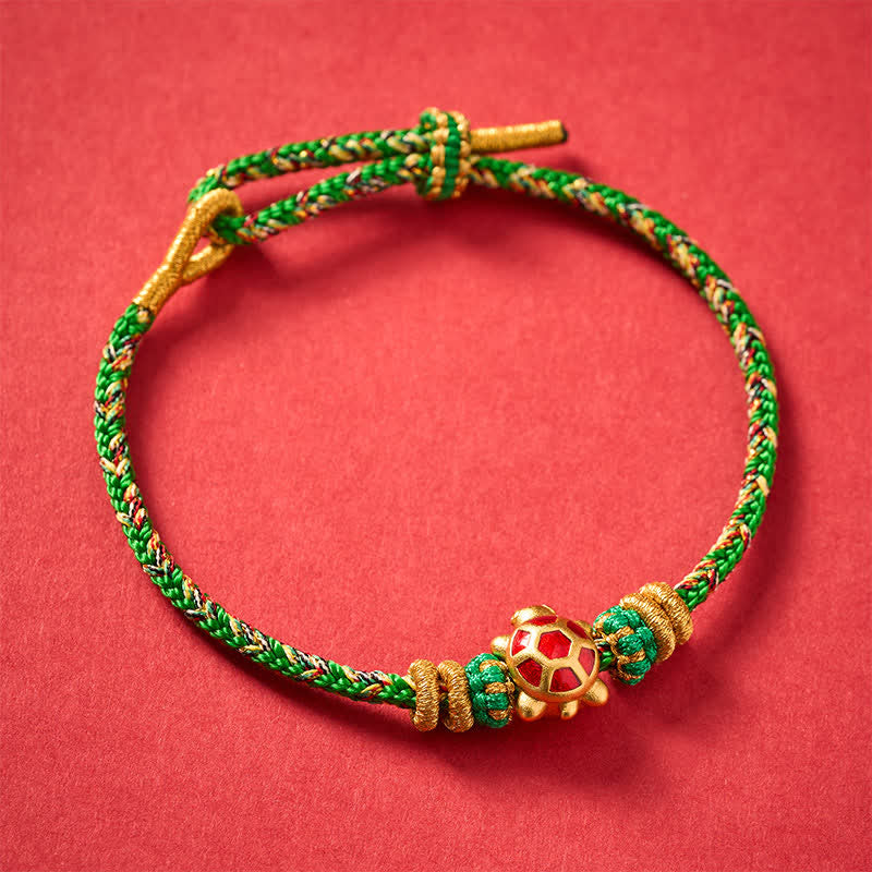 Five Color Hand Woven String Longevity Turtle Protection Adjustable Bracelet