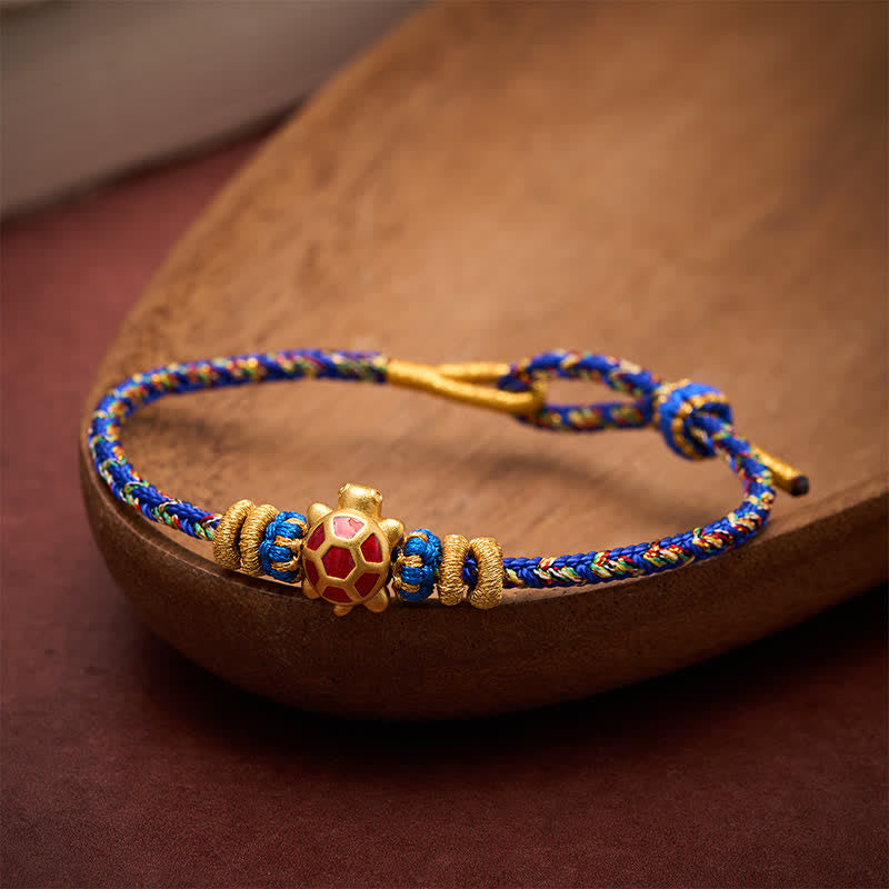Five Color Hand Woven String Longevity Turtle Protection Adjustable Bracelet