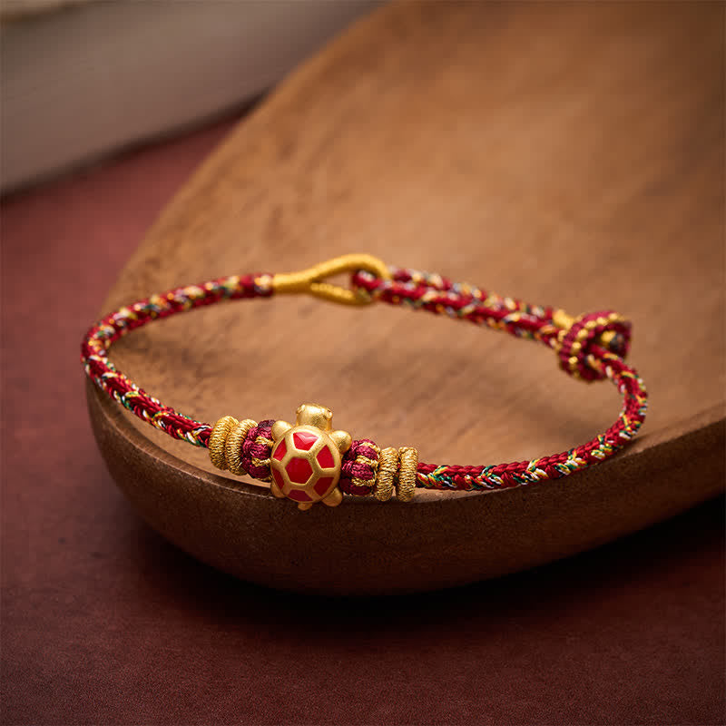 Five Color Hand Woven String Longevity Turtle Protection Adjustable Bracelet