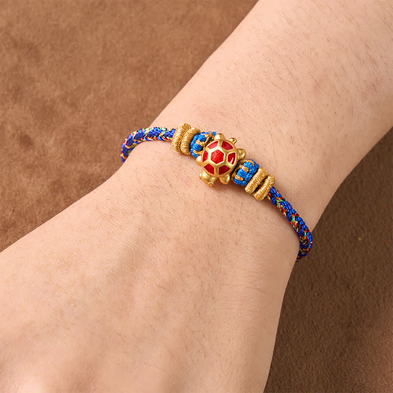 Five Color Hand Woven String Longevity Turtle Protection Adjustable Bracelet