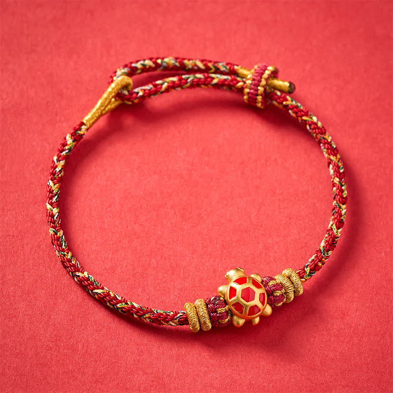 Five Color Hand Woven String Longevity Turtle Protection Adjustable Bracelet