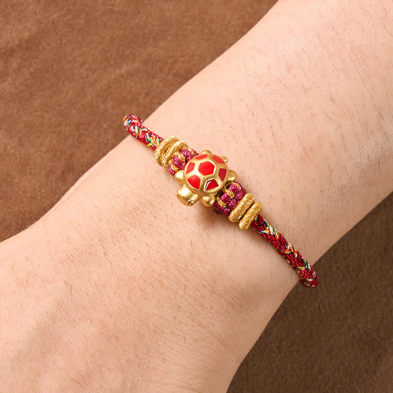 Five Color Hand Woven String Longevity Turtle Protection Adjustable Bracelet