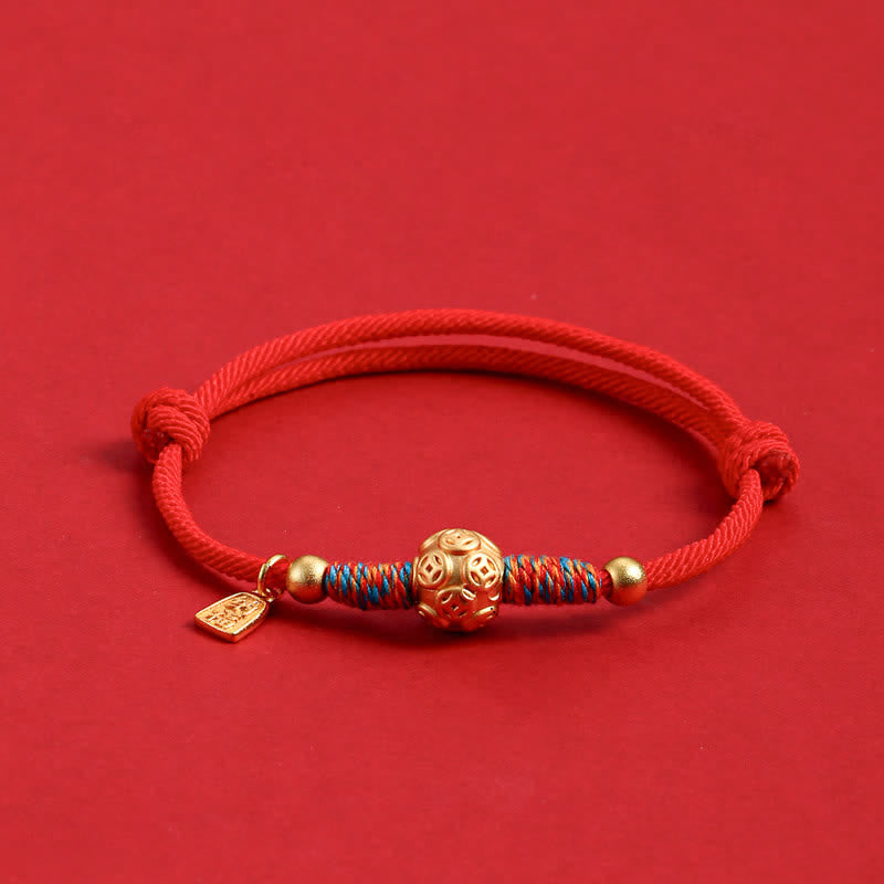 999 Sterling Silver Red String Protection Hand-Woven Bracelet