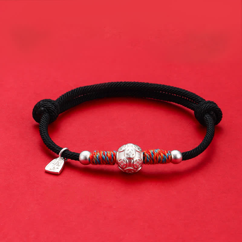 999 Sterling Silver Red String Protection Hand-Woven Bracelet