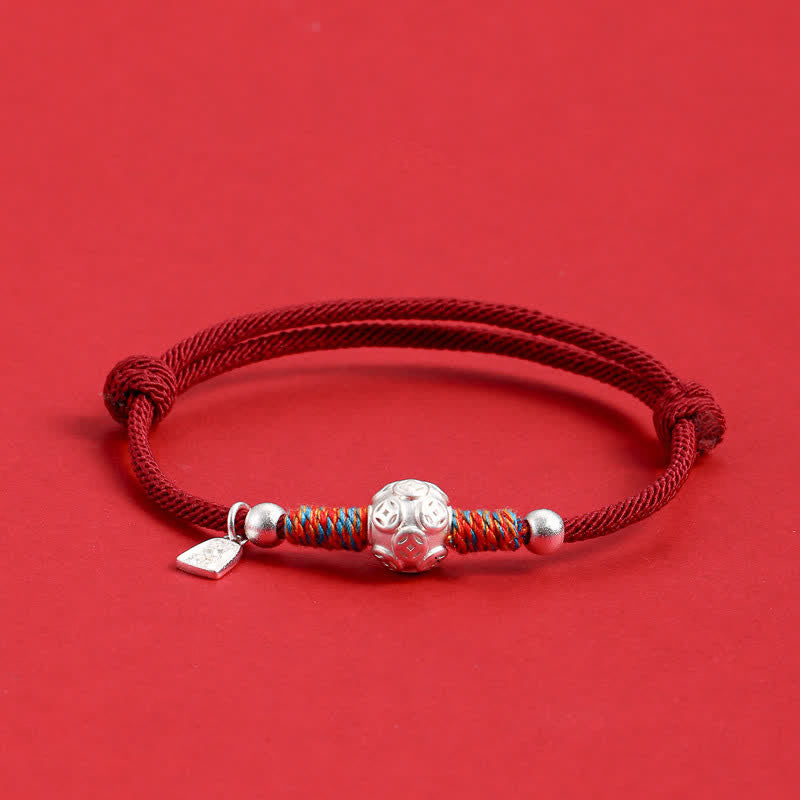 999 Sterling Silver Red String Protection Hand-Woven Bracelet