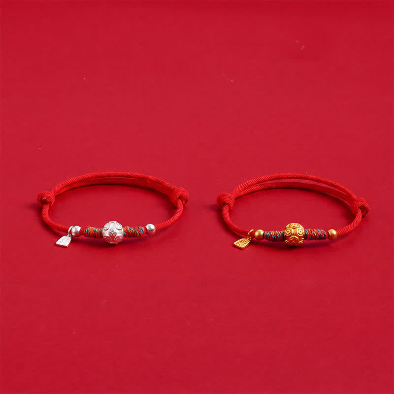 999 Sterling Silver Red String Protection Hand-Woven Bracelet