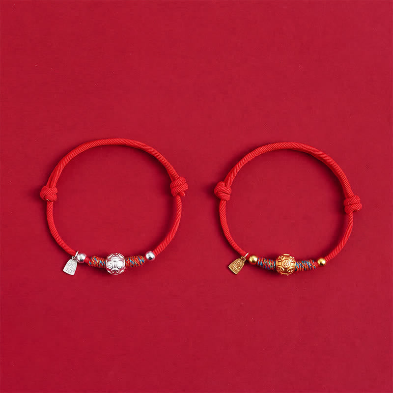 999 Sterling Silver Red String Protection Hand-Woven Bracelet