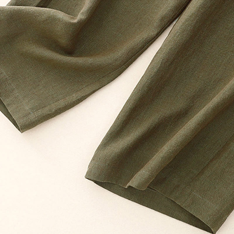 Casual Plain Women's Elastic Waist Wide Leg Pants With Pockets