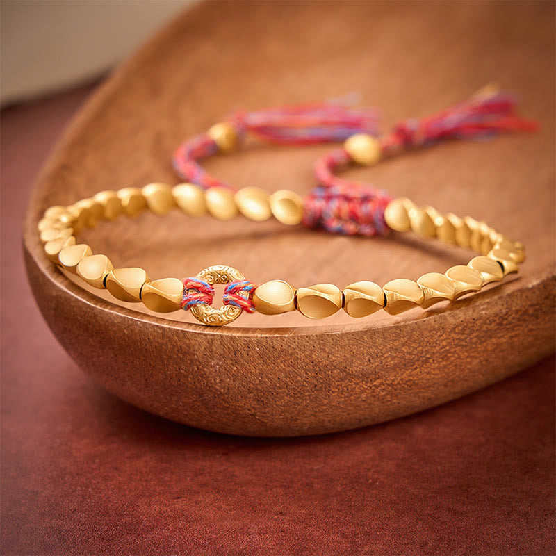 Tibetan Auspicious Cloud Peace Buckle Copper Beads String Bracelet