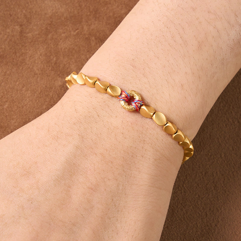 Tibetan Auspicious Cloud Peace Buckle Copper Beads String Bracelet