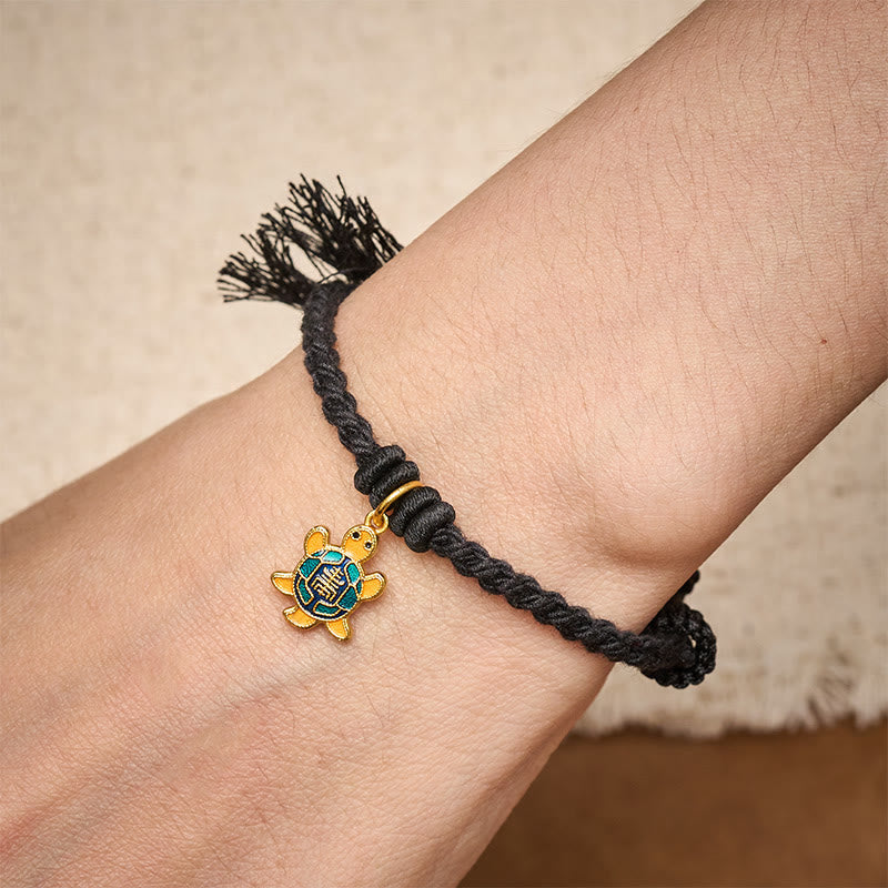 Turtle Charm Gold Plated Copper Red String Balance Tibet Bracelet