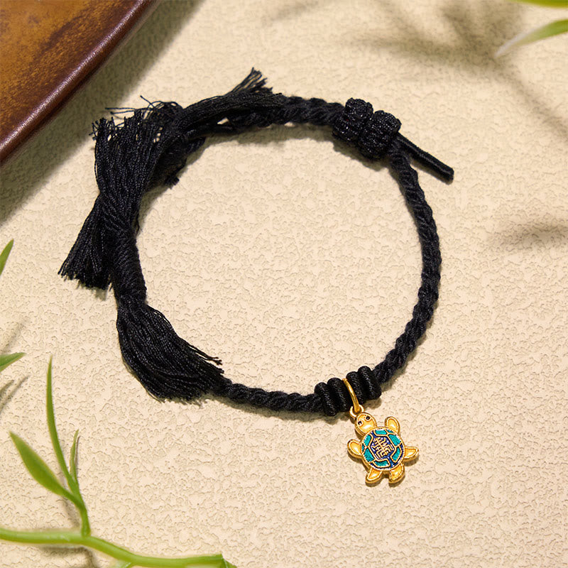 Turtle Charm Gold Plated Copper Red String Balance Tibet Bracelet