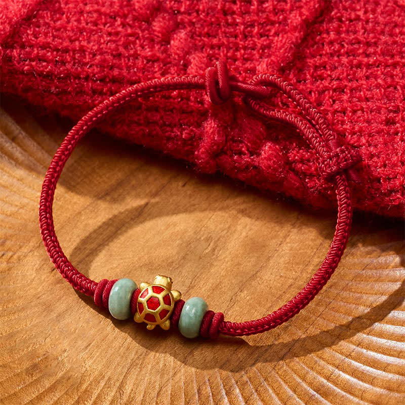 Turtle Copper Red String Hand-Woven Prosperity Bracelet
