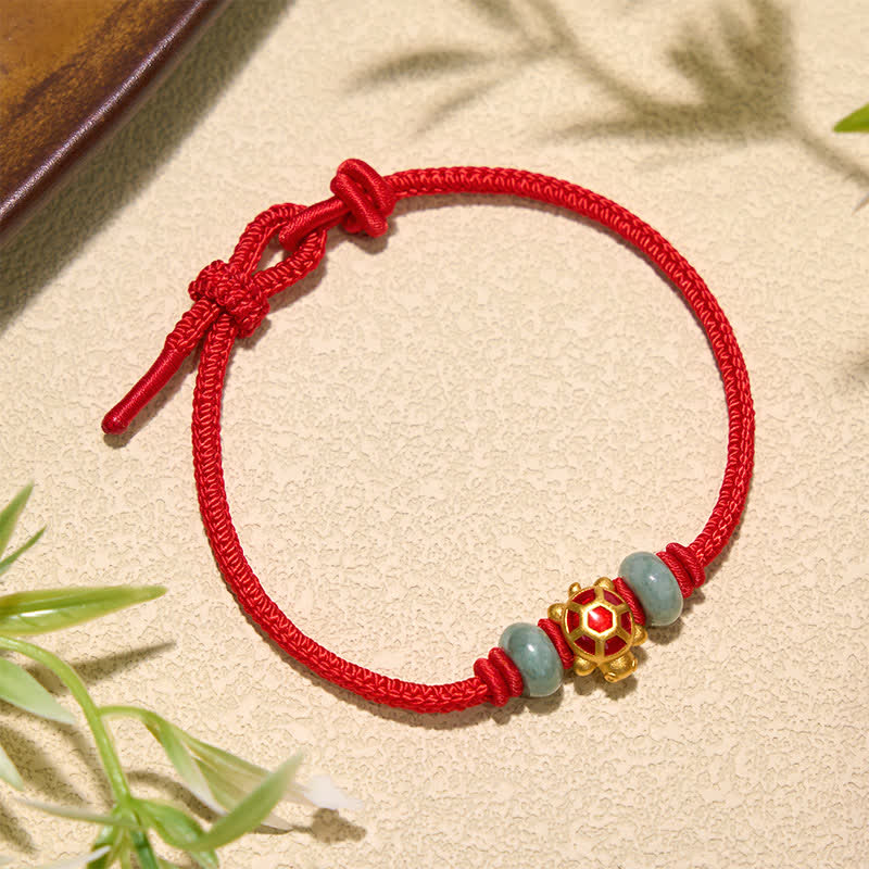 Turtle Copper Red String Hand-Woven Prosperity Bracelet