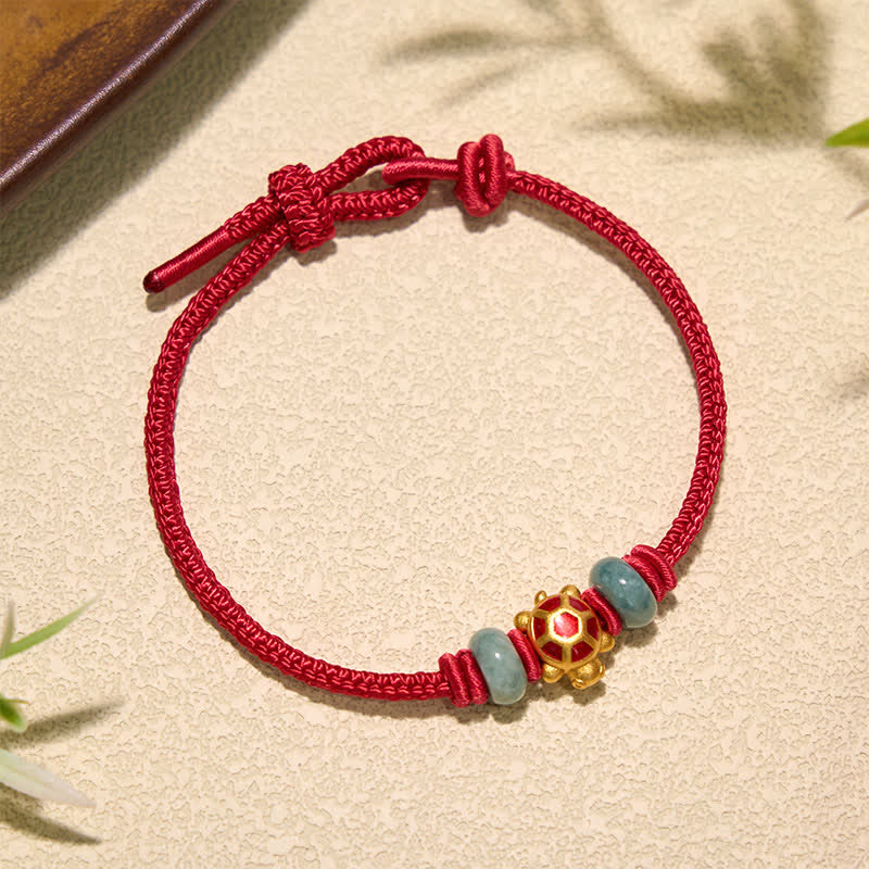 Turtle Copper Red String Hand-Woven Prosperity Bracelet