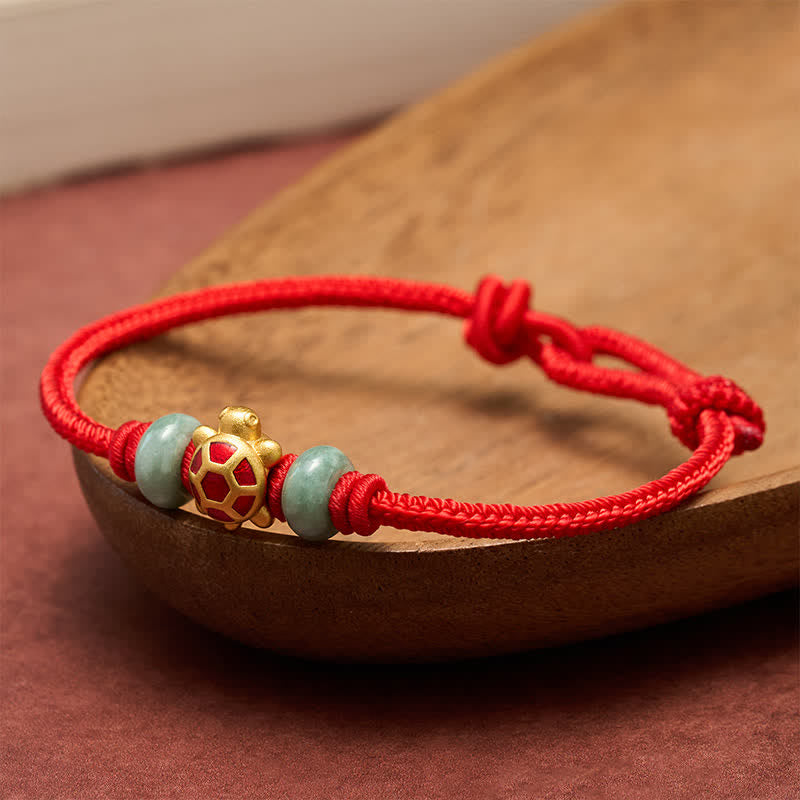 Turtle Copper Red String Hand-Woven Prosperity Bracelet