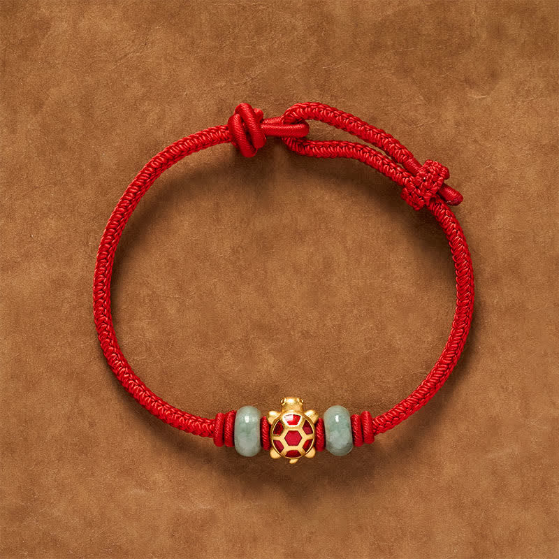Turtle Copper Red String Hand-Woven Prosperity Bracelet