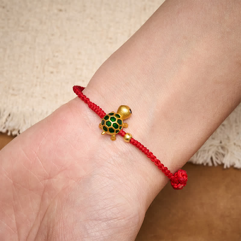 Handmade Turtle Luck Braided Red String Bracelet
