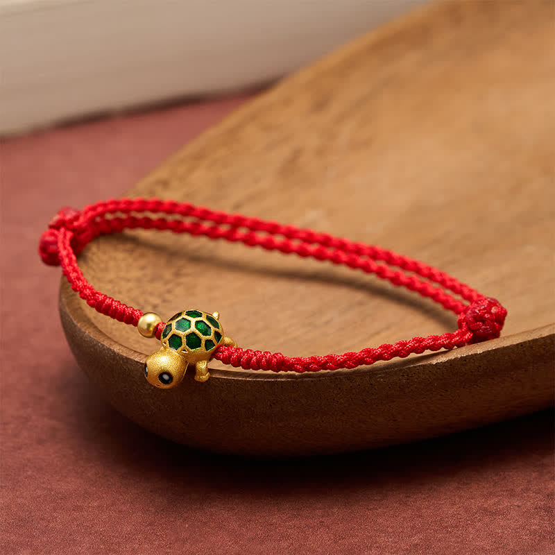 Handmade Turtle Luck Braided Red String Bracelet