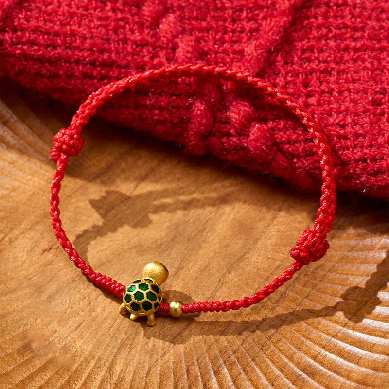 Handmade Turtle Luck Braided Red String Bracelet