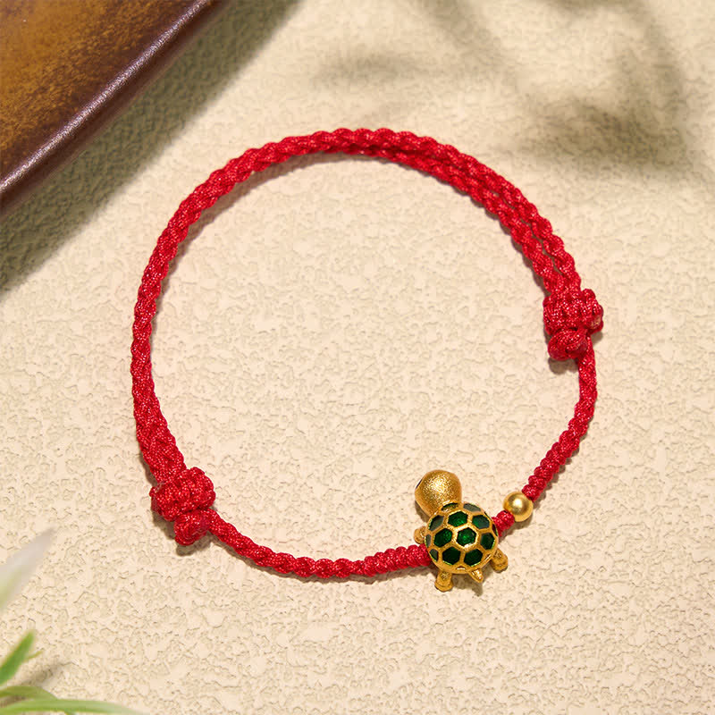 Handmade Turtle Luck Braided Red String Bracelet