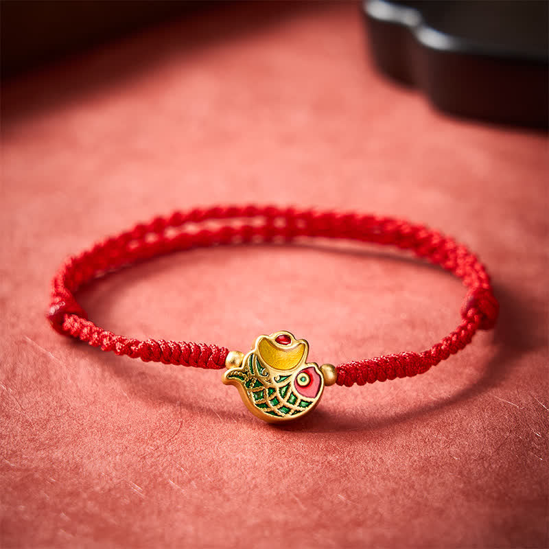 Hand-Woven Ingot Koi Fish Luck Red Rope Bracelet