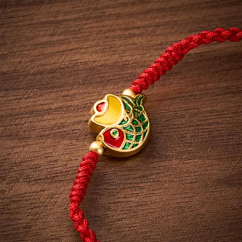 Hand-Woven Ingot Koi Fish Luck Red Rope Bracelet