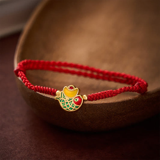 Hand-Woven Ingot Koi Fish Luck Red Rope Bracelet