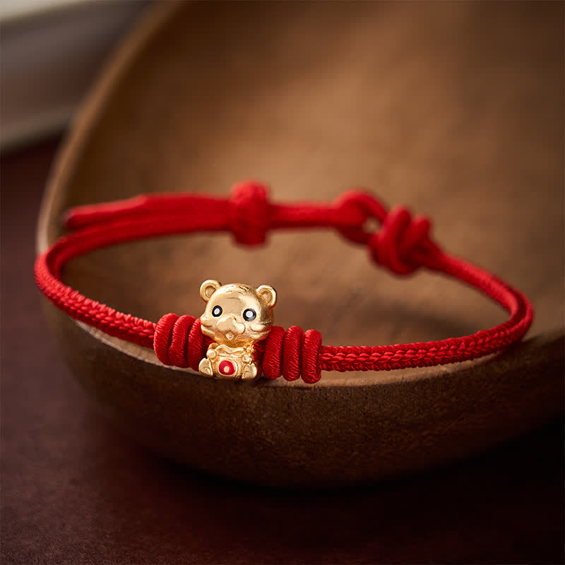 Tiger Money Bag Red String Luck Braided Rope Bracelet