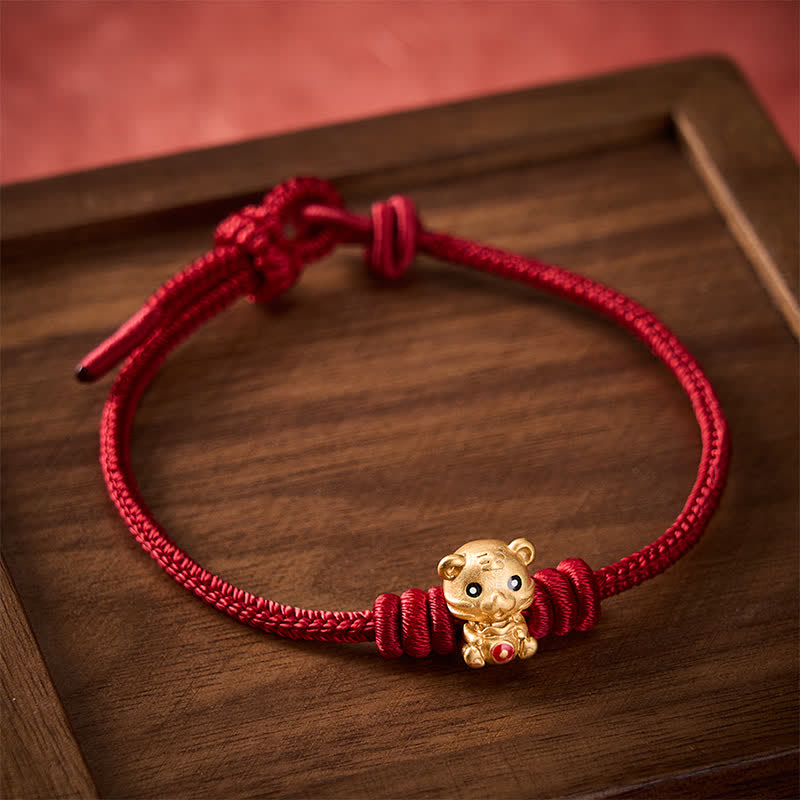 Tiger Money Bag Red String Luck Braided Rope Bracelet