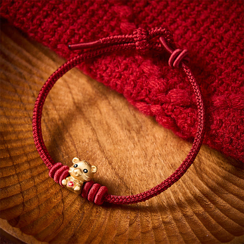 Tiger Money Bag Red String Luck Braided Rope Bracelet