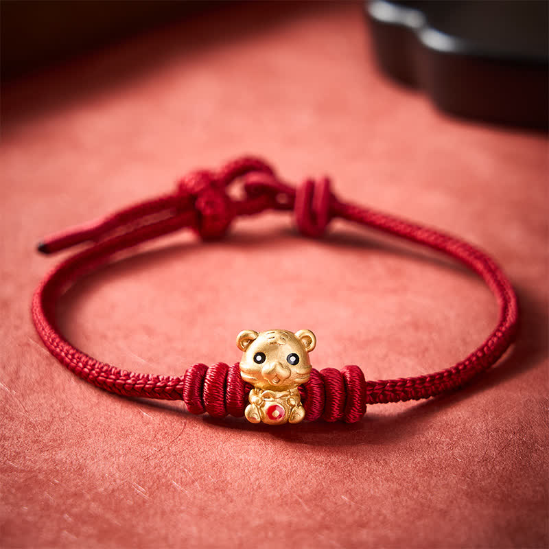 Tiger Money Bag Red String Luck Braided Rope Bracelet